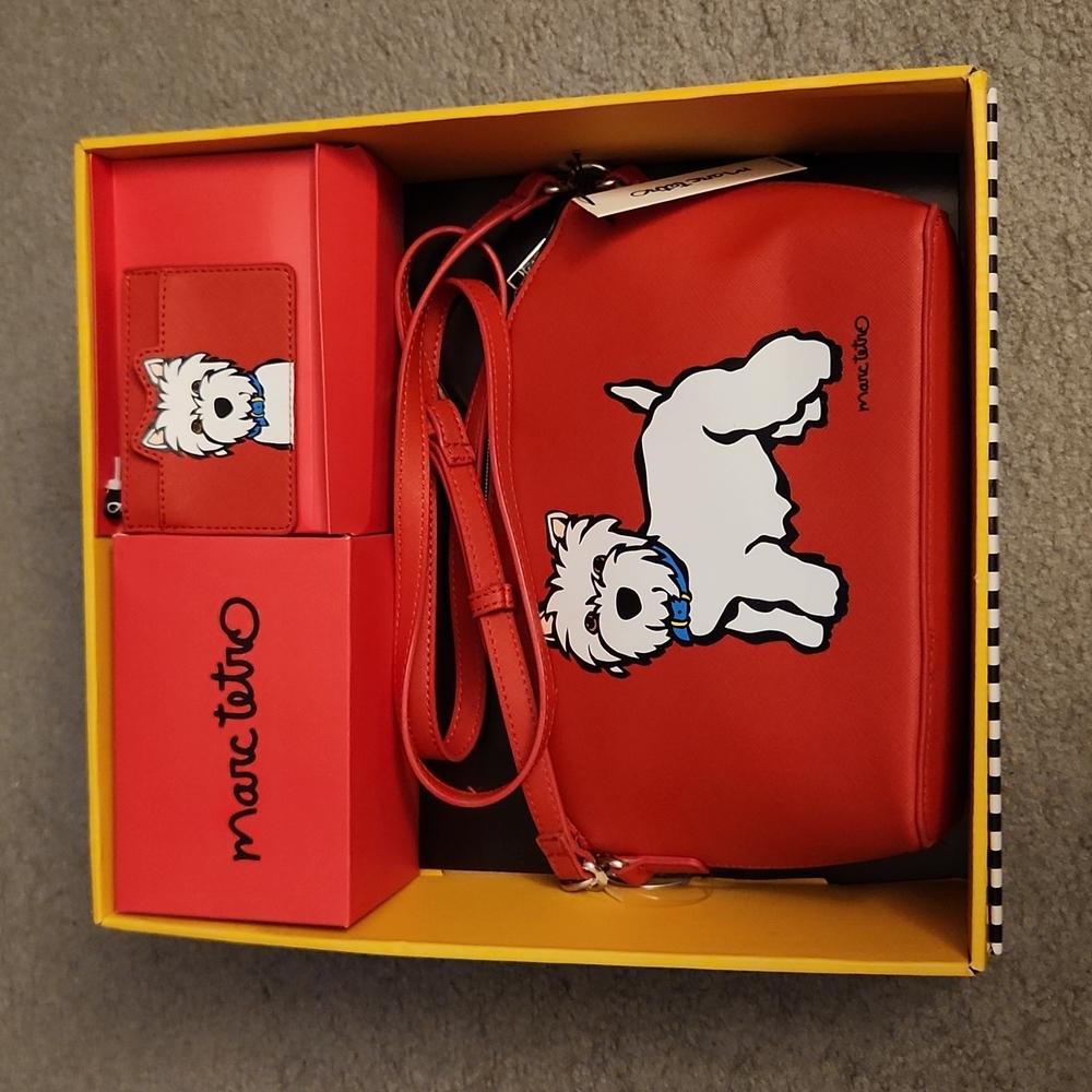 Marc Tetro Westie Crossbody Purse Wallet SET